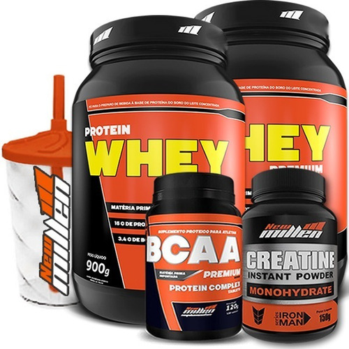 Kit 2 X Whey Protein 900g + Bcaa + Creatina - New Millen