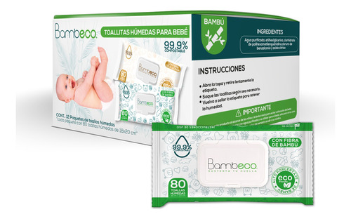 Toallitas Húmedas Para Bebé Water Wipes Bambú Caja 960 Pzs