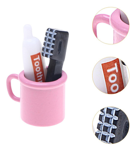 Accesorios De Baño Para Casa De Muñecas En Miniatura, Rosa