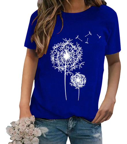 Playera Holgada Con Estampado De Jersey Con Cuello Redondo Y