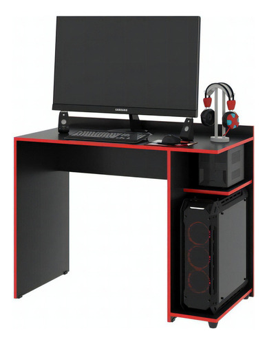 Mesa Para Computador Gamer Xp  - Preto/vermelho - Rpm Móveis