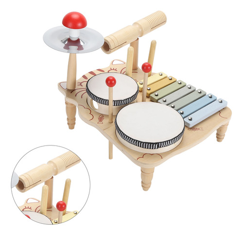 Juego De Instrumentos De Batería De Madera Para Niños, Rompe