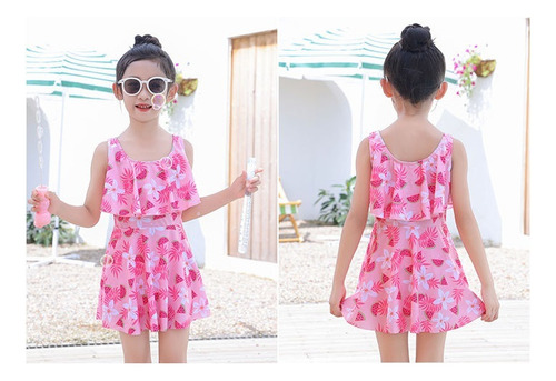 Traje De Baño Transpirable Con Falda De Moda For Niña