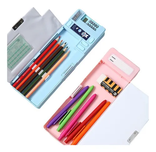 Estuche Para Lápices Con Calculadora, Estuche De Doble Capa