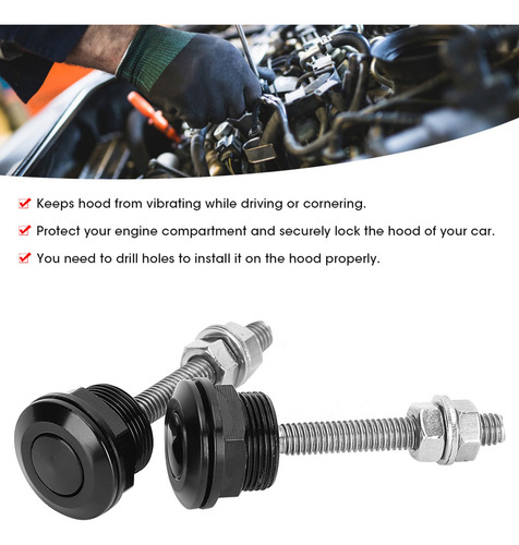 2pcs Universal Hood Pin Bonnet Lock Empurrão De Liberação Rá