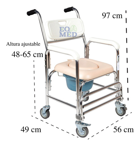 Silla Comodo Ducha Aumento Para Wc Baño 3 En 1 Aluminio Lujo