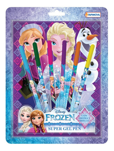 Lapiceras Gel Con Brillo Cuaderno Anotador Frozen Disney N