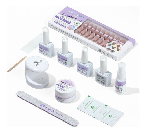 Saviland Uñas Postizas Cuadradas Extracortas, Gel, Lámpara Color Desnudo Super Short Square