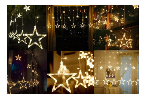 Luces De Navidad Cortina Luz Decoracion Navideña Led Estrell
