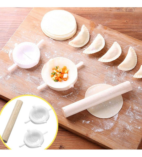 4x Molde Empanadas Cocktail + 2 Uslero Madera Repostería 