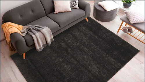 Tapete Fancy Shaggy Luxo Felpudo Sala E Quarto 1,50m X 1,00m Cor Chumbo Desenho Do Tecido Liso