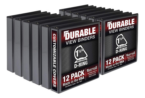 Carpeta Duradera 1.5 Pulgadas Negro Personalizable Paquete 1