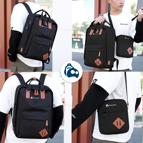 2 Mochilas Escolar Para Laptop Antirrobo 3 Piezas Casual Color Negro Diseño de la tela Lisa