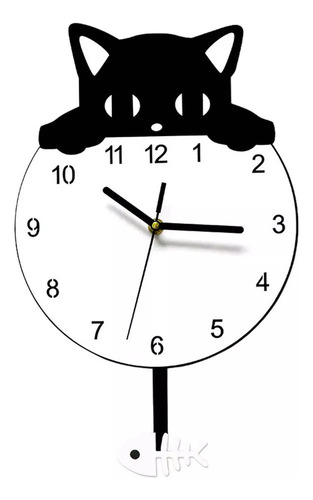 A El Pez Gato Oscila Y El Reloj De Pared Decorado Con