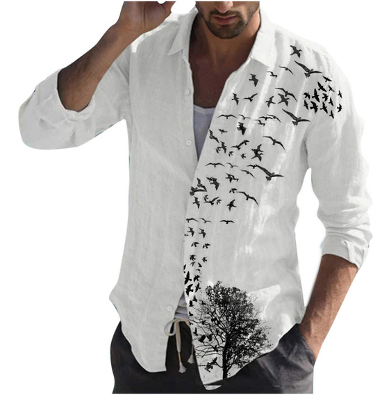 Camisa De Manga Larga Con Botonadura Simple Para Hombre Z Camisa De Manga Larga Con Botonadura Simple Para Hombre Z