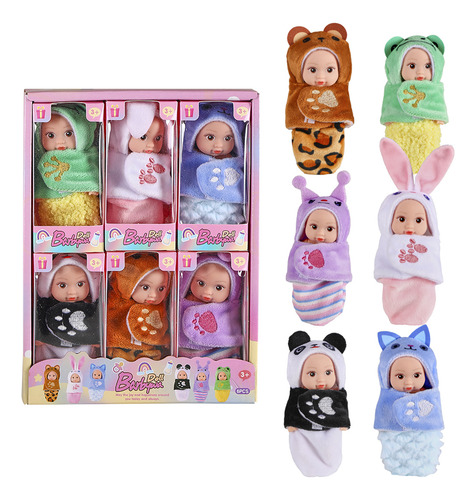 Muñeca Recién Nacida En Saco De Dormir,caja De Regalo,6pzs