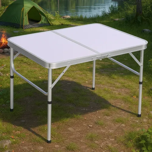 Mesa Dobrável Alumínio 90×60 Camping Portátil Vira Maleta