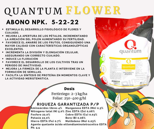 Quantum Flower Npk. 5-22-22 Especialfloración 5kg Agrinova