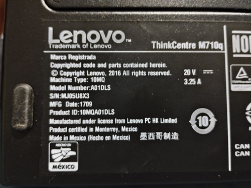 Lenovo Thinkcentre M710q Tiny + Dvd + Teclado (Usado)
