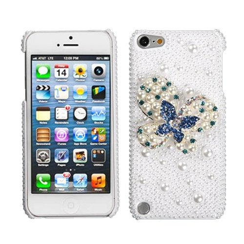 Case Mp3 Asmyna Blue-dot Butterfly Pearl 3d Diamante Back 