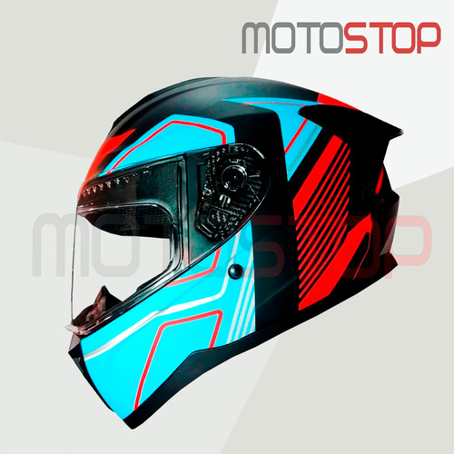 Casco Integral Ghb M-72 Exilio Azul Rojo Matte
