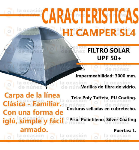 Imagen 3 de 8 de Carpa Doite Hi Camper Sl4 4 Personas Camping Iglu Con Abside