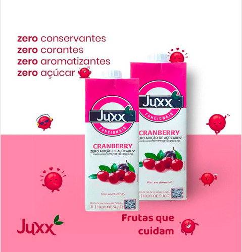 3 Suco Cranberry Juxx 1 L Sem Adição Açucar Zero- Cramberry