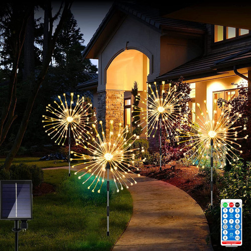 Luces Led Solares De Fuegos Artificiales Para Jardín, Césped