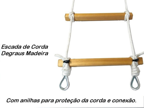 Escada De Corda Degrau Madeira 4,8m