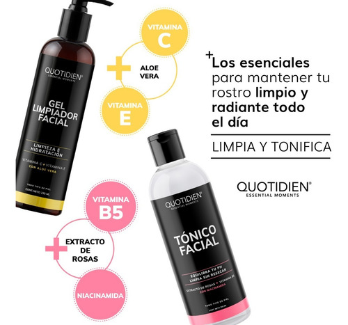 Imagen 3 de 7 de 1 Kit Limpieza Facial Quotidien - Limpiador + Tonico