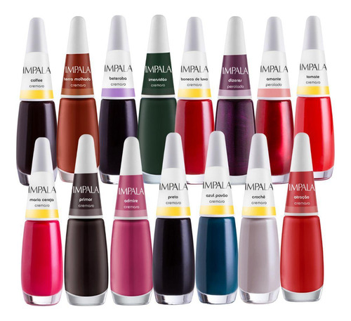 Kit 15 Esmaltes De Unha Tons Escuros 7,5ml Coleção Impala