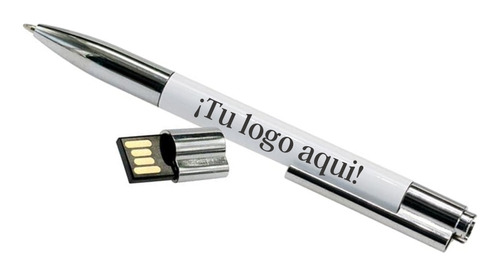 Pendrive Bolígrafo Blanco De Metal Con Logo (12 Unidades)