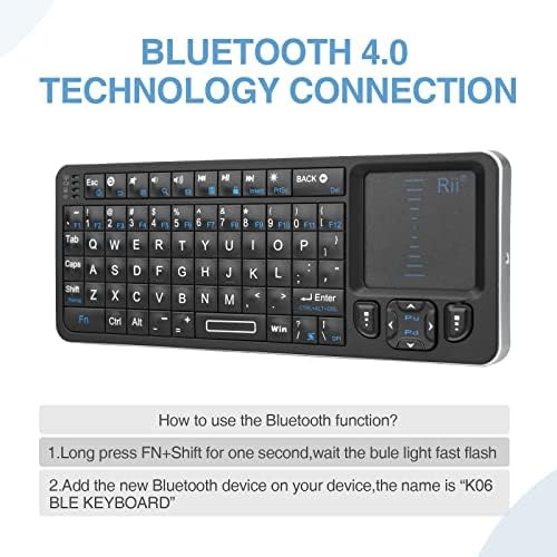 Rii K06 Mini Teclado Bluetooth, Teclado Inalámbrico Retroilu