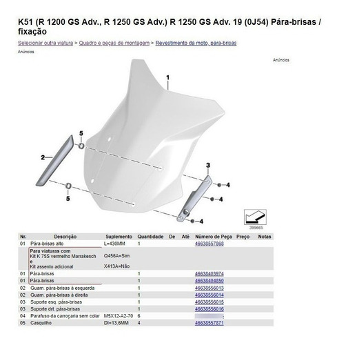 Imagem 6 de 7 de Kit Completo Fixação Pára-brisas Bmw R 1200/1250 Gs Todas