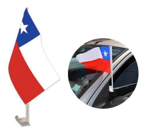 Bandera Chile Auto Fiestas Patrias Banderin 20x30