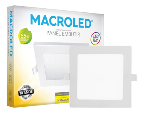 Panel Embutir Led Cuadrado Macroled 24w - Ww