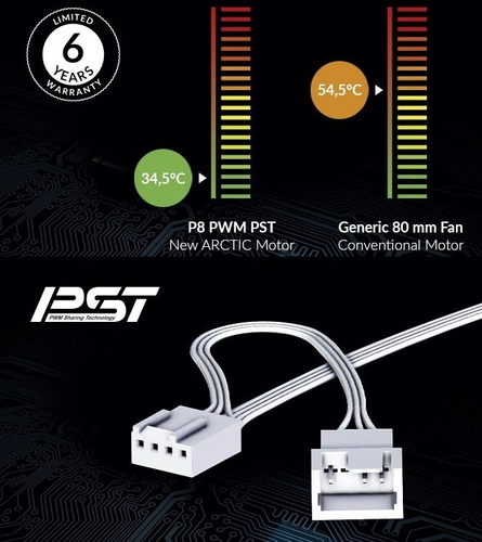 Imagen 9 de 9 de Cooler 80mm Arctic P8 Pwm Pst Alta Presion Splitter Incluido