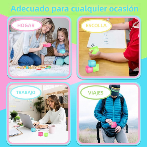 8 Cubos Sensoriales Fidget Antiestrés, Squishy Stress Ball