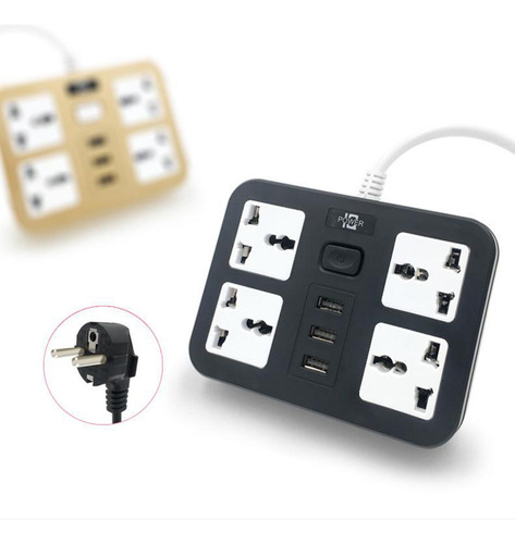 Regleta De Enchufes 3 Puertos Usb 1.8 Protección Contra
