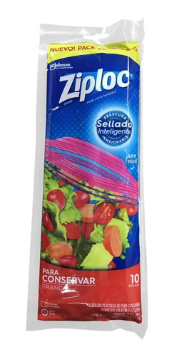 Ziploc Bolsa Freezer Conserva Alimentos Grande 10 Un Pack X2