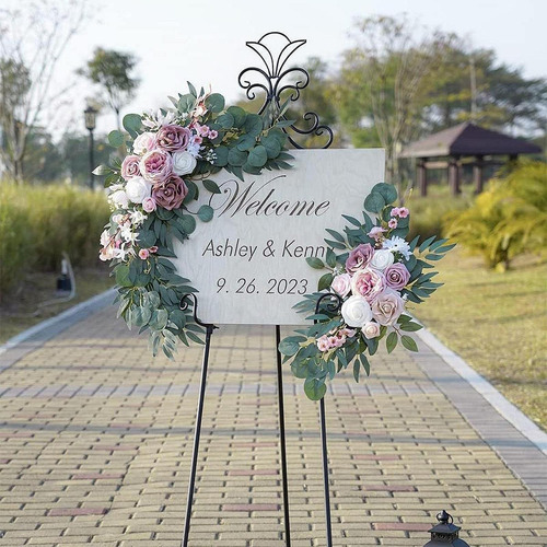 2x Arco De Boda Con Flores, Flores For Esquinas, Letrero De