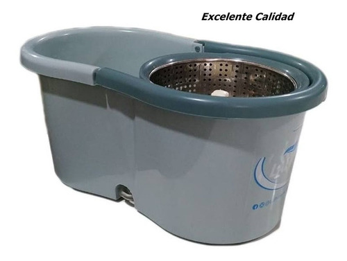 Imagen 5 de 8 de Balde Lampazo Centrifuga Acero Giratorio Reforzado 2 Mopas