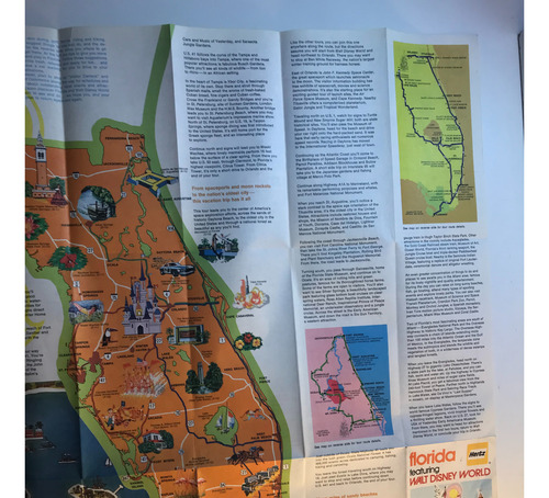 Disneyland Y Florida Map En Ingles De U.s.a. Año 1972 Mapa