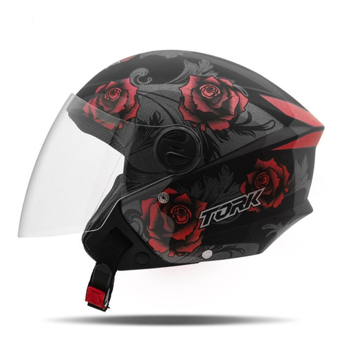 Capacete New Liberty Three Flowers Brilhante Vermelho 60