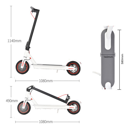Patinete Elétrico Potente Dobrável Bluetooth 36v 350w Branco