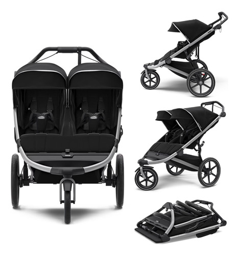 Carrinho Urban Glide 2 - Double (gemêos) - Black - Thule/nfe Cor Black on black Cor do chassi Preto