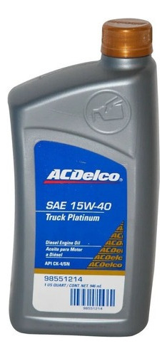 Aceite Acdelco 15w40 Para Motores A Diesel Y Gasolina 
