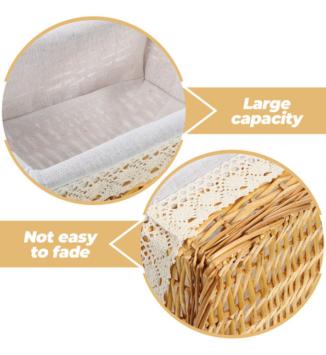 Cesta De Almacenamiento De Mimbre Rectangular Multiusos Con