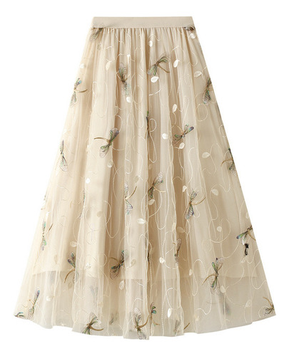 3d Embroidered Dragonfly Embroidered Mesh Dress