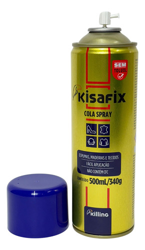 Cola Adesivo Spray Contato Kisafix 500ml/340g Killing